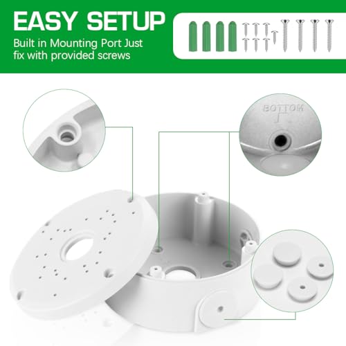 ZORBES® Waterproof Bullet Security Camera Mount Bracket with Metal Enclosure White ABS Junction Box Hides Cables for Outdoor CCTV Easy Install Fits IP POE Cams 3.94x1.89 In 2PCS ZORBES® Waterproof Bullet Security Camera Mount Bracket with Metal Enclosure White ABS Junction Box Hides Cables for Outdoor CCTV Easy Install Fits IP POE Cams 3.94x1.89 In 2PCS